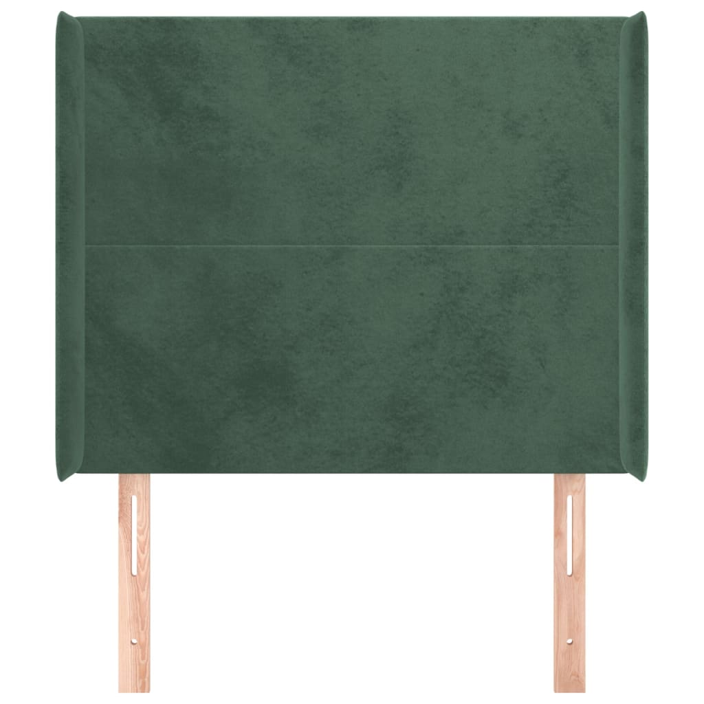 vidaXL Cabecero con orejas de terciopelo verde oscuro 93x16x118/128 cm