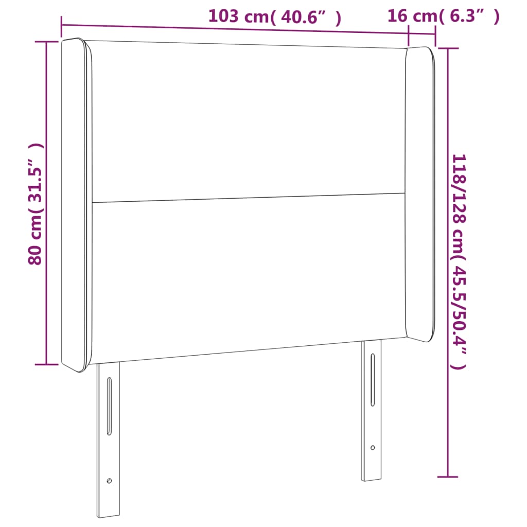 vidaXL Cabecero con orejas de terciopelo rosa 103x16x118/128 cm