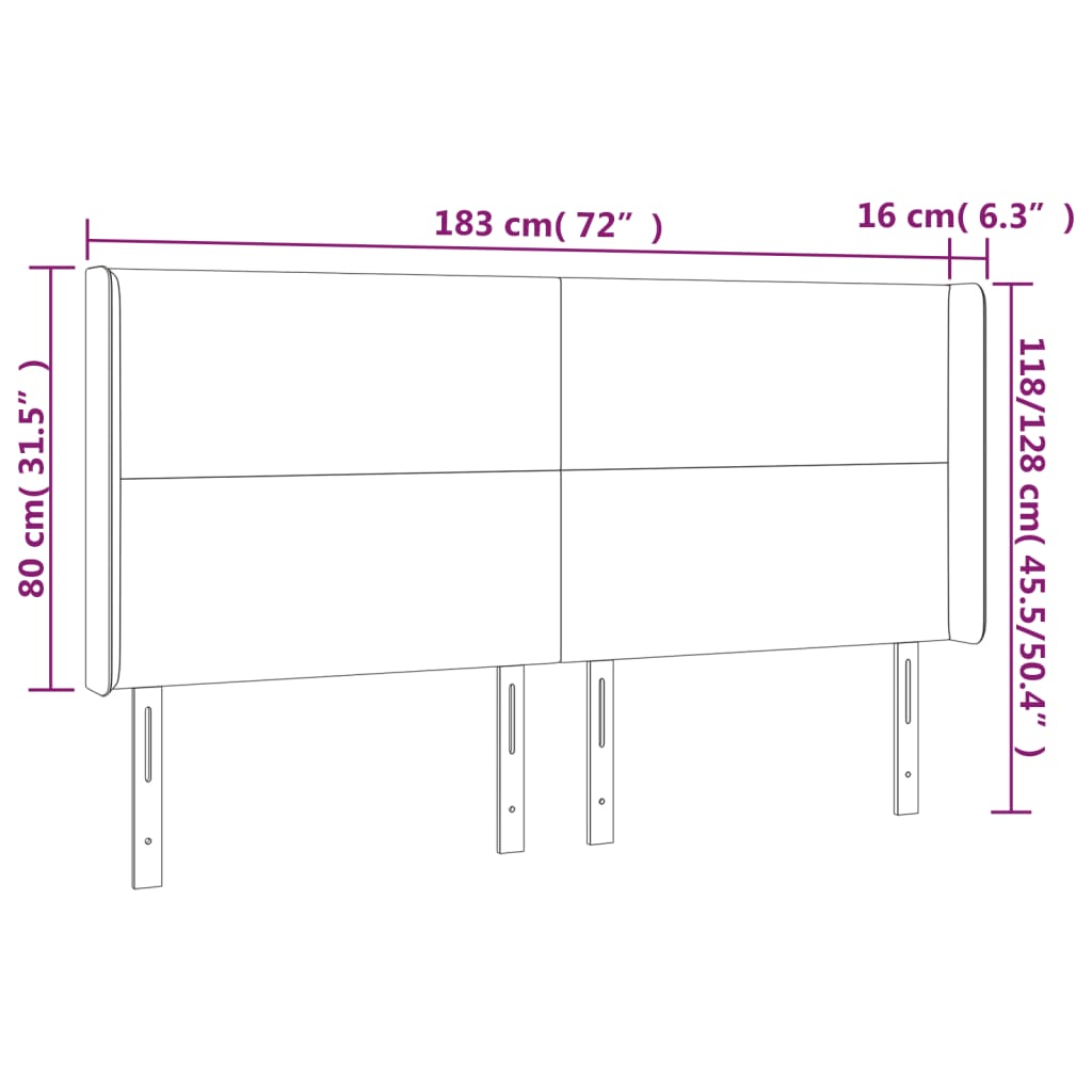 vidaXL Cabecero con orejas de terciopelo rosa 183x16x118/128 cm