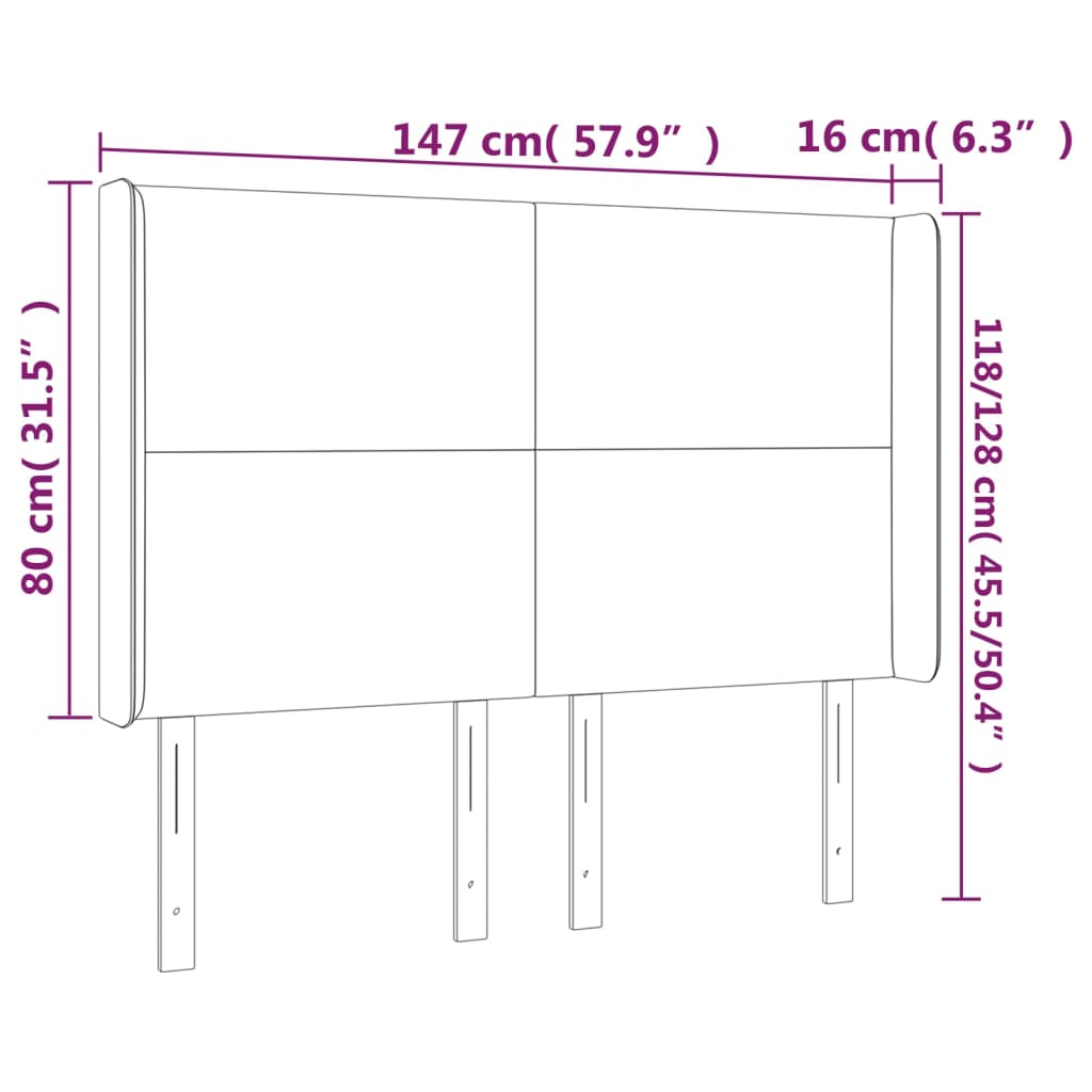 vidaXL Cabecero con orejas cuero sintético capuchino 147x16x118/128 cm