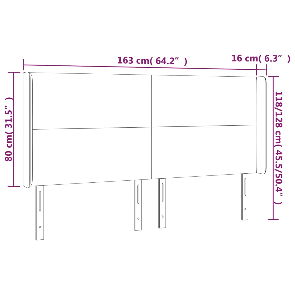 vidaXL Cabecero con orejas cuero sintético capuchino 163x16x118/128 cm