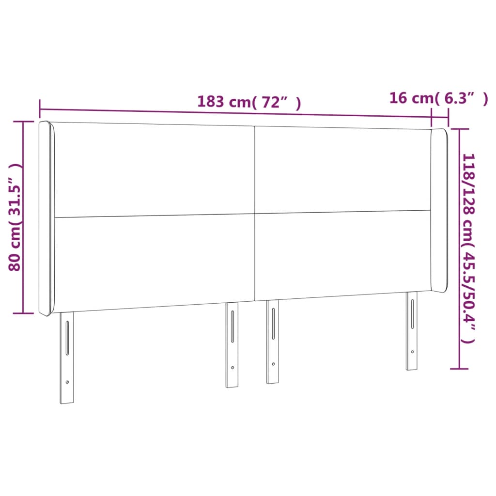 vidaXL Cabecero con orejas cuero sintético capuchino 183x16x118/128 cm