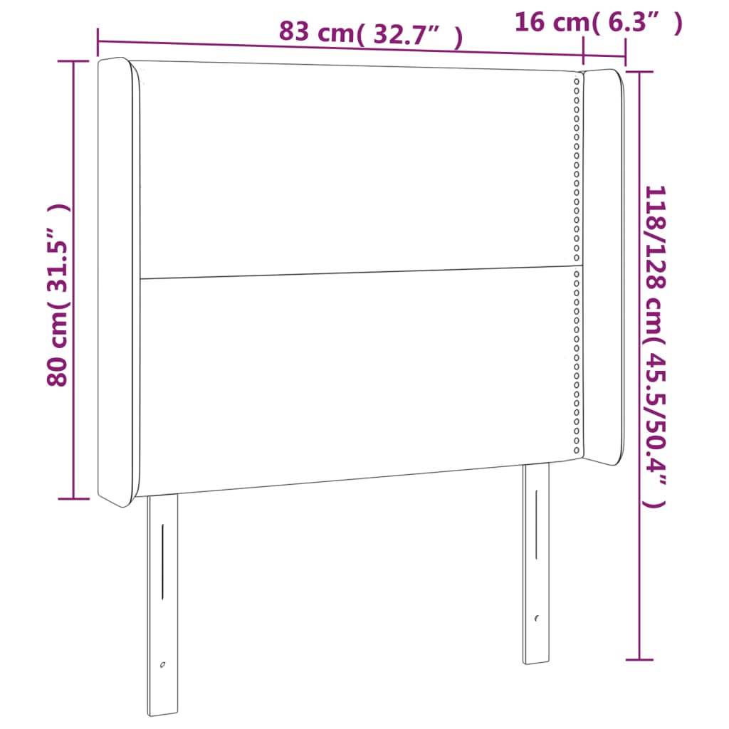 vidaXL Cabecero con orejas de terciopelo azul oscuro 83x16x118/128 cm