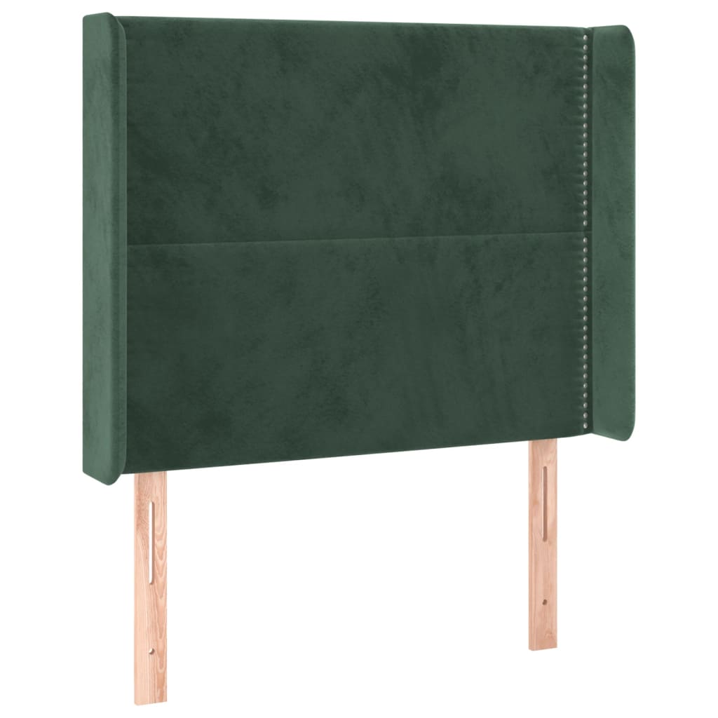 vidaXL Cabecero con orejas de terciopelo verde oscuro 93x16x118/128 cm