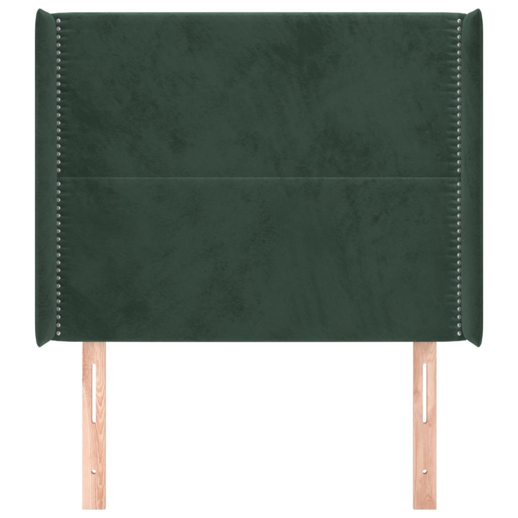 vidaXL Cabecero con orejas de terciopelo verde oscuro 93x16x118/128 cm