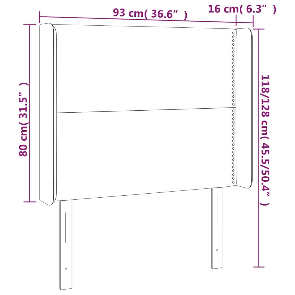 vidaXL Cabecero con orejas de terciopelo rosa 93x16x118/128 cm