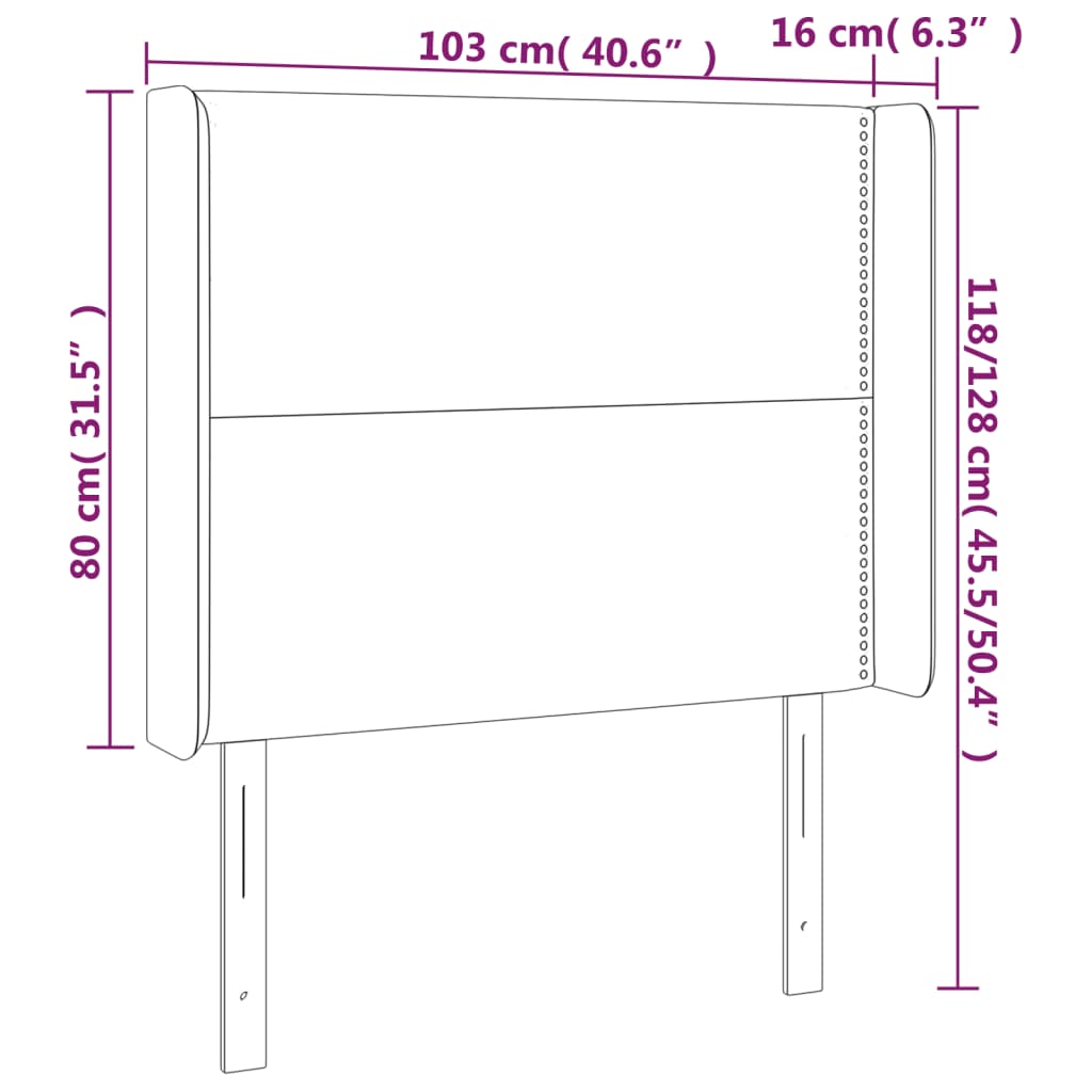 vidaXL Cabecero con orejas de terciopelo rosa 103x16x118/128 cm