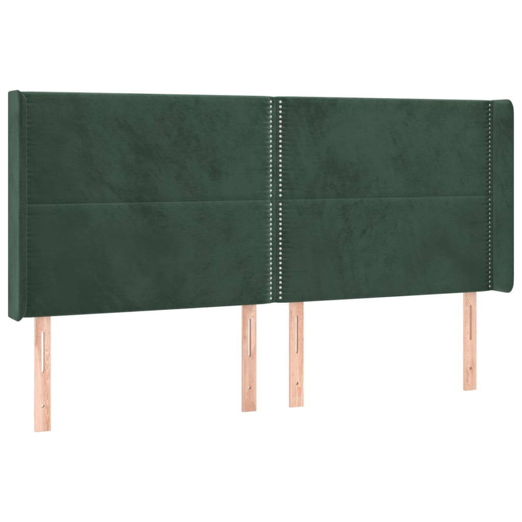 vidaXL Cabecero con orejas de terciopelo verde oscuro 183x16x118/128cm