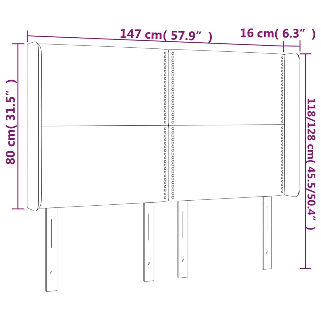 vidaXL Cabecero con orejas cuero sintético capuchino 147x16x118/128 cm