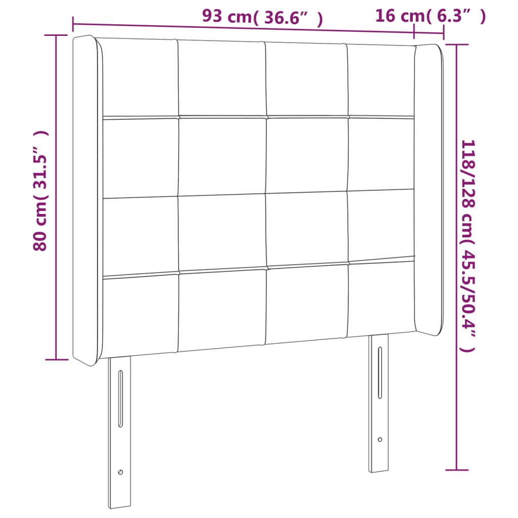 vidaXL Cabecero con orejas de tela gris oscuro 93x16x118/128 cm