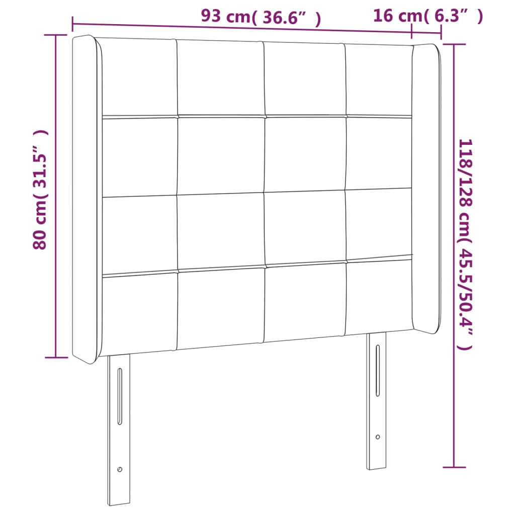 vidaXL Cabecero con orejas de tela color crema 93x16x118/128 cm