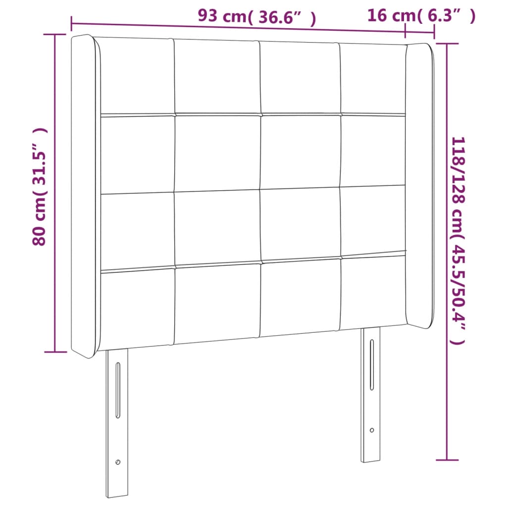 vidaXL Cabecero con orejas de tela azul 93x16x118/128 cm