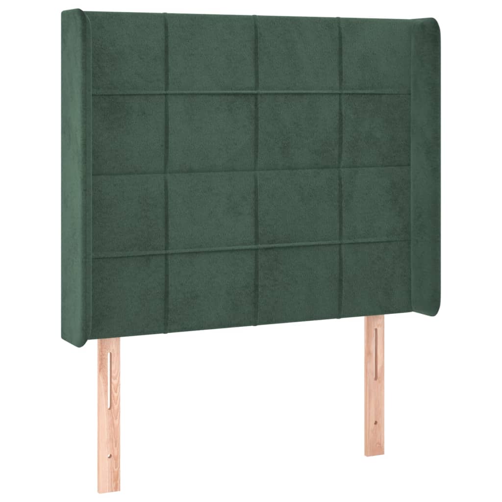 vidaXL Cabecero con orejas de terciopelo verde oscuro 93x16x118/128 cm