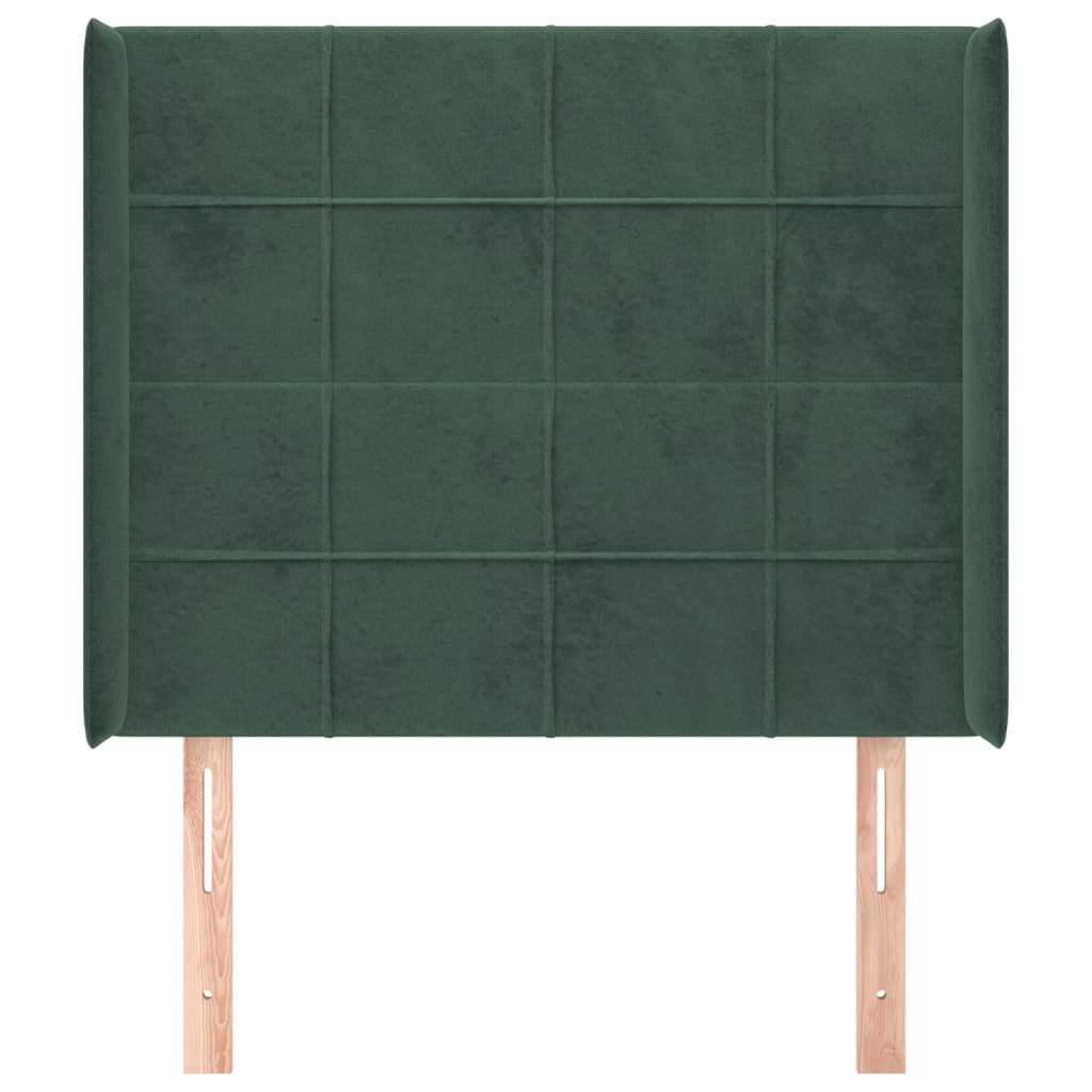 vidaXL Cabecero con orejas de terciopelo verde oscuro 93x16x118/128 cm