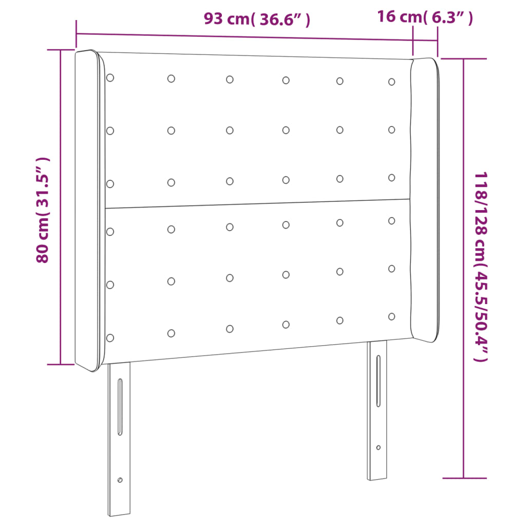 vidaXL Cabecero con orejas cuero sintético capuchino 93x16x118/128 cm