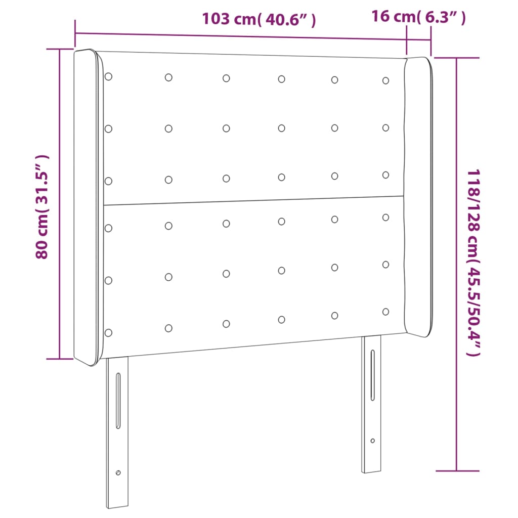 vidaXL Cabecero con orejas cuero sintético gris 103x16x118/128cm