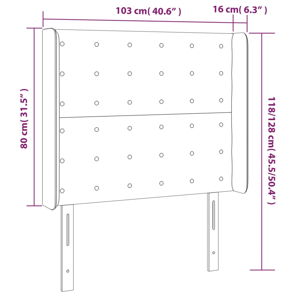 vidaXL Cabecero con orejas cuero sintético capuchino 103x16x118/128 cm