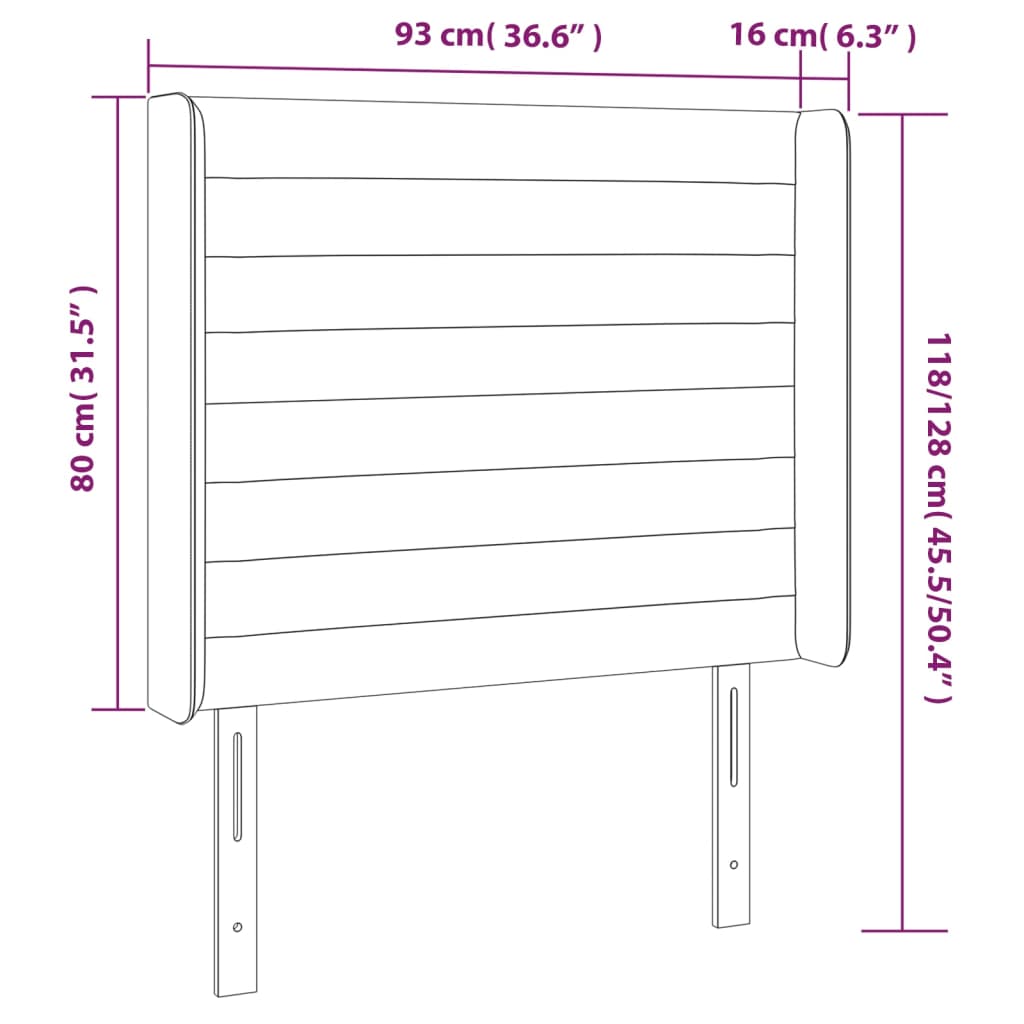 vidaXL Cabecero con orejas de tela gris claro 93x16x118/128 cm