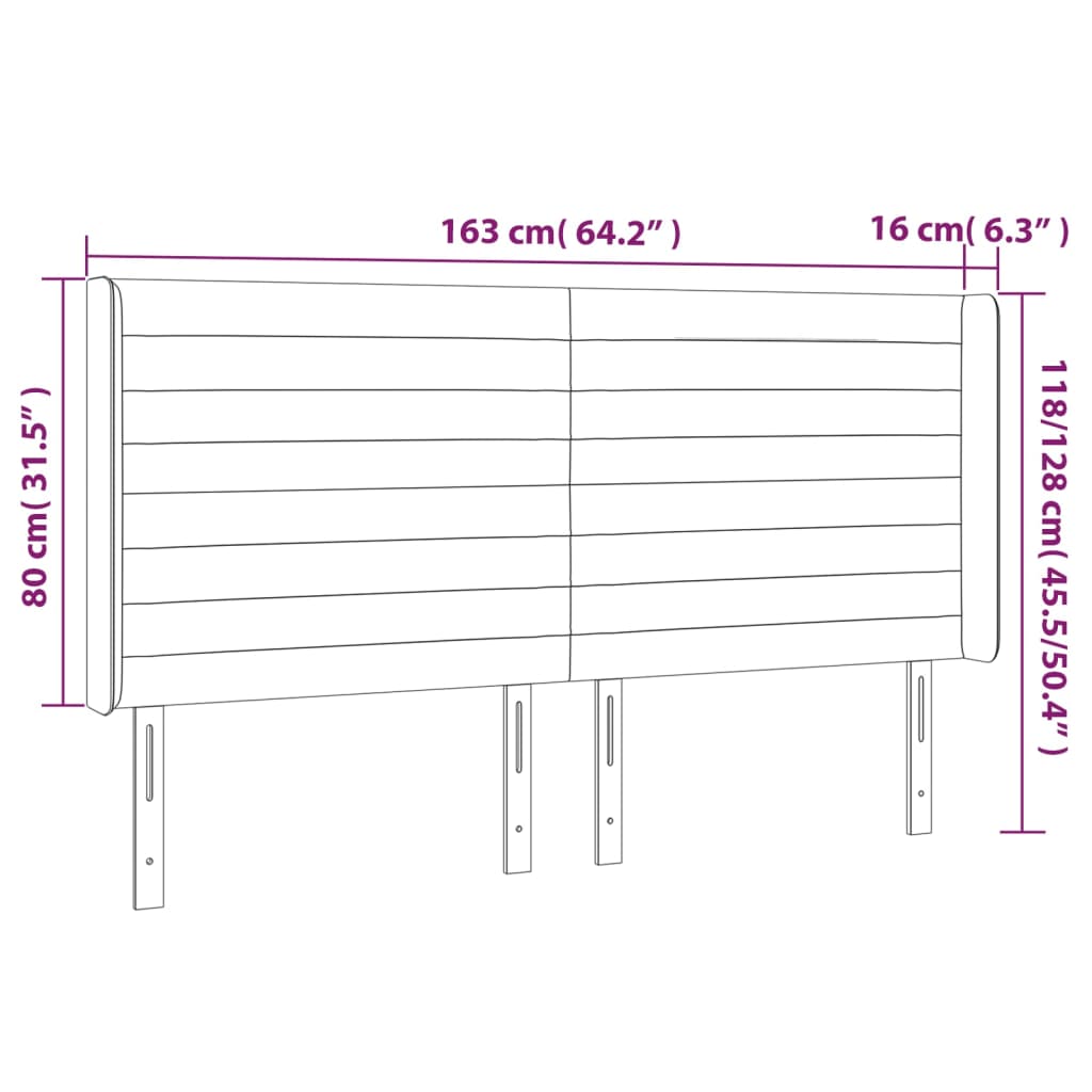 vidaXL Cabecero con orejas de tela gris claro 163x16x118/128 cm