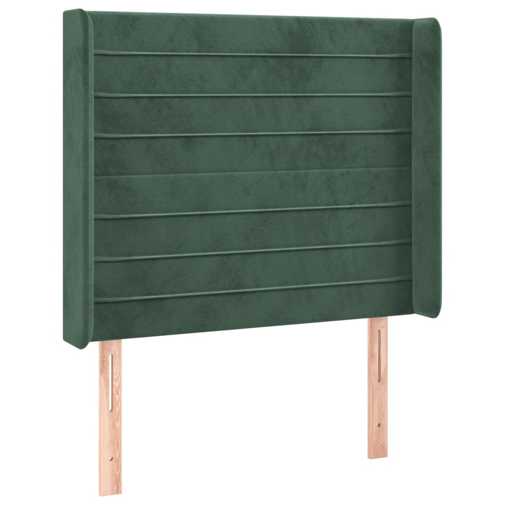 vidaXL Cabecero con orejas de terciopelo verde oscuro 83x16x118/128 cm