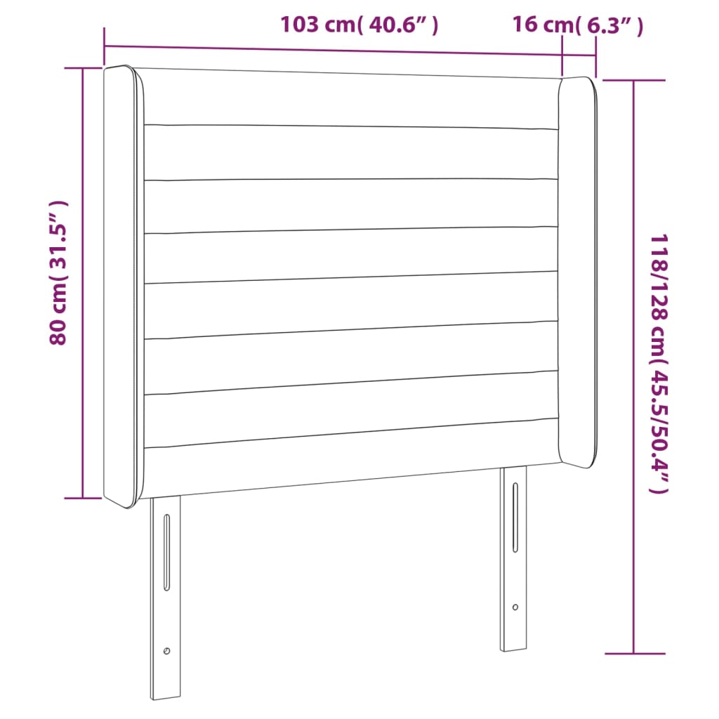 vidaXL Cabecero con orejas de terciopelo rosa 103x16x118/128 cm