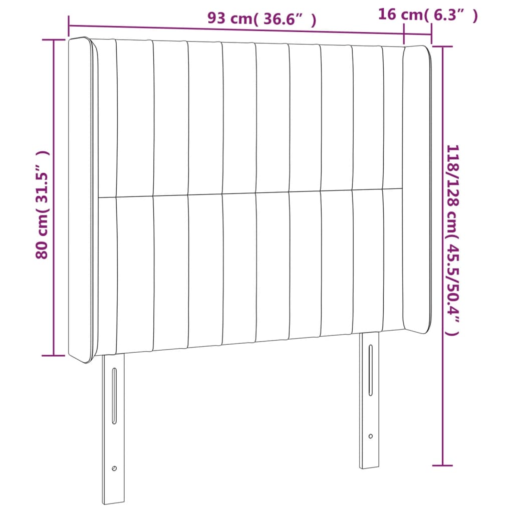 vidaXL Cabecero con orejas de tela marrón oscuro 93x16x118/128 cm