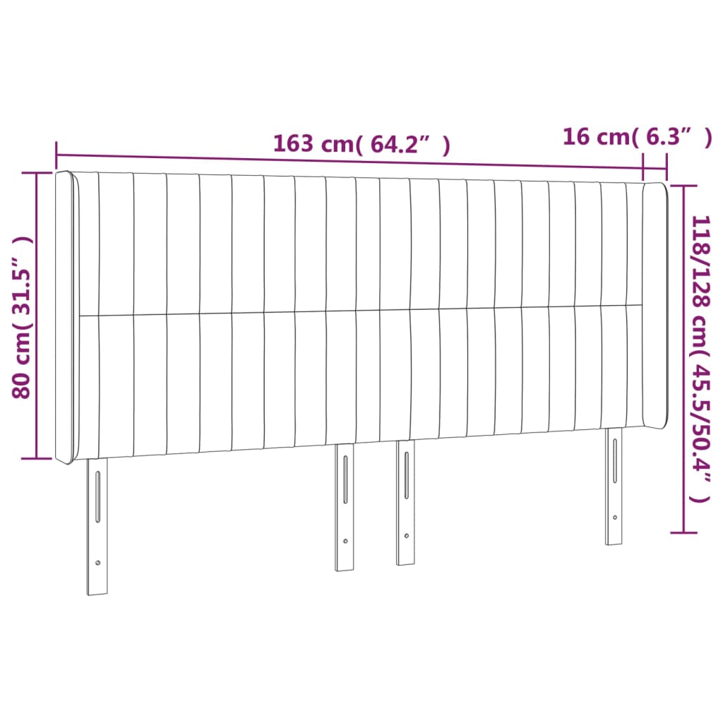 vidaXL Cabecero con orejas de tela gris claro 163x16x118/128 cm