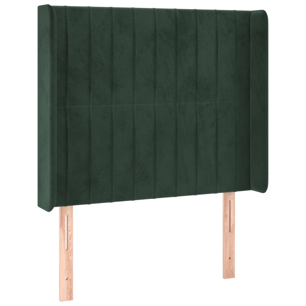 vidaXL Cabecero con orejas de terciopelo verde oscuro 83x16x118/128 cm