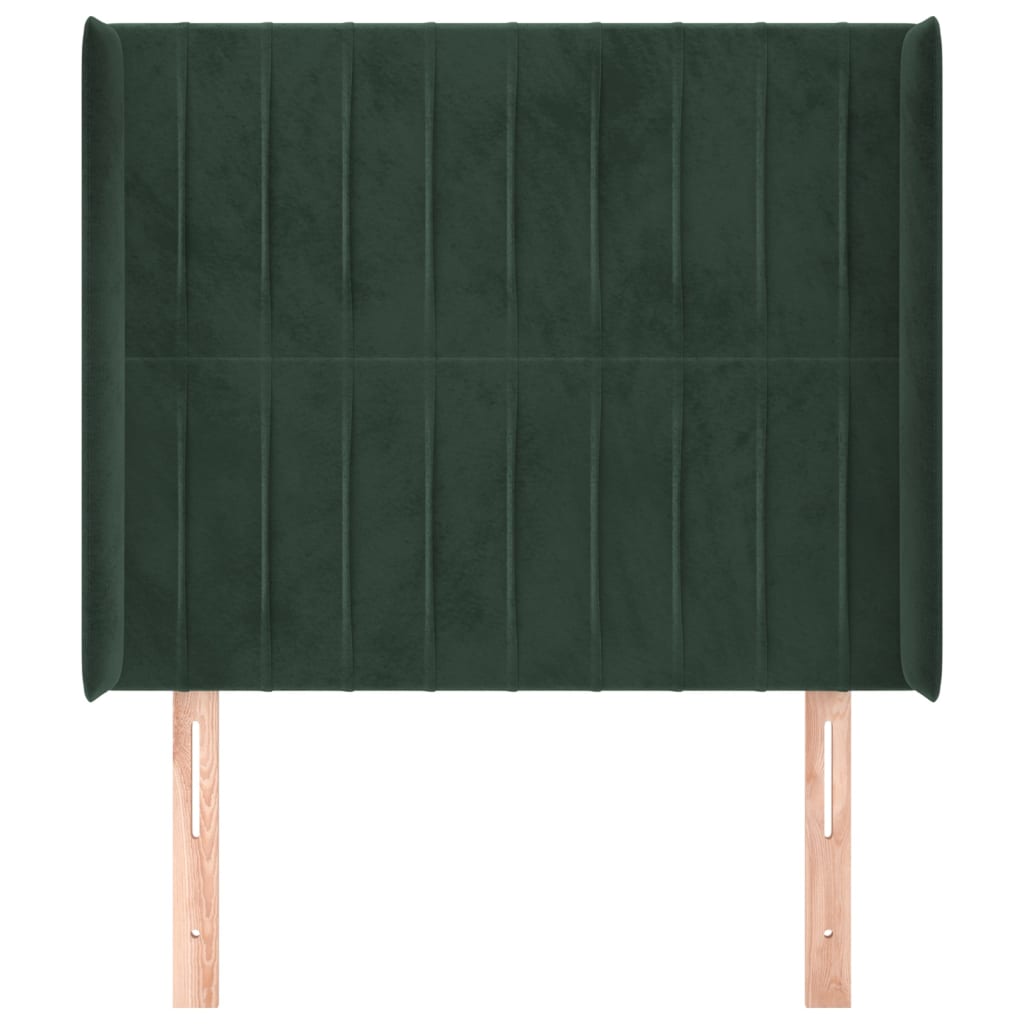 vidaXL Cabecero con orejas de terciopelo verde oscuro 83x16x118/128 cm