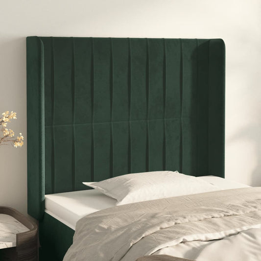 vidaXL Cabecero con orejas de terciopelo verde oscuro 83x16x118/128 cm