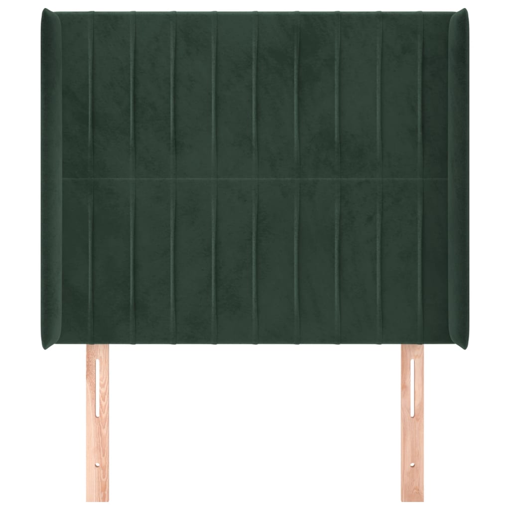 vidaXL Cabecero con orejas de terciopelo verde oscuro 93x16x118/128 cm