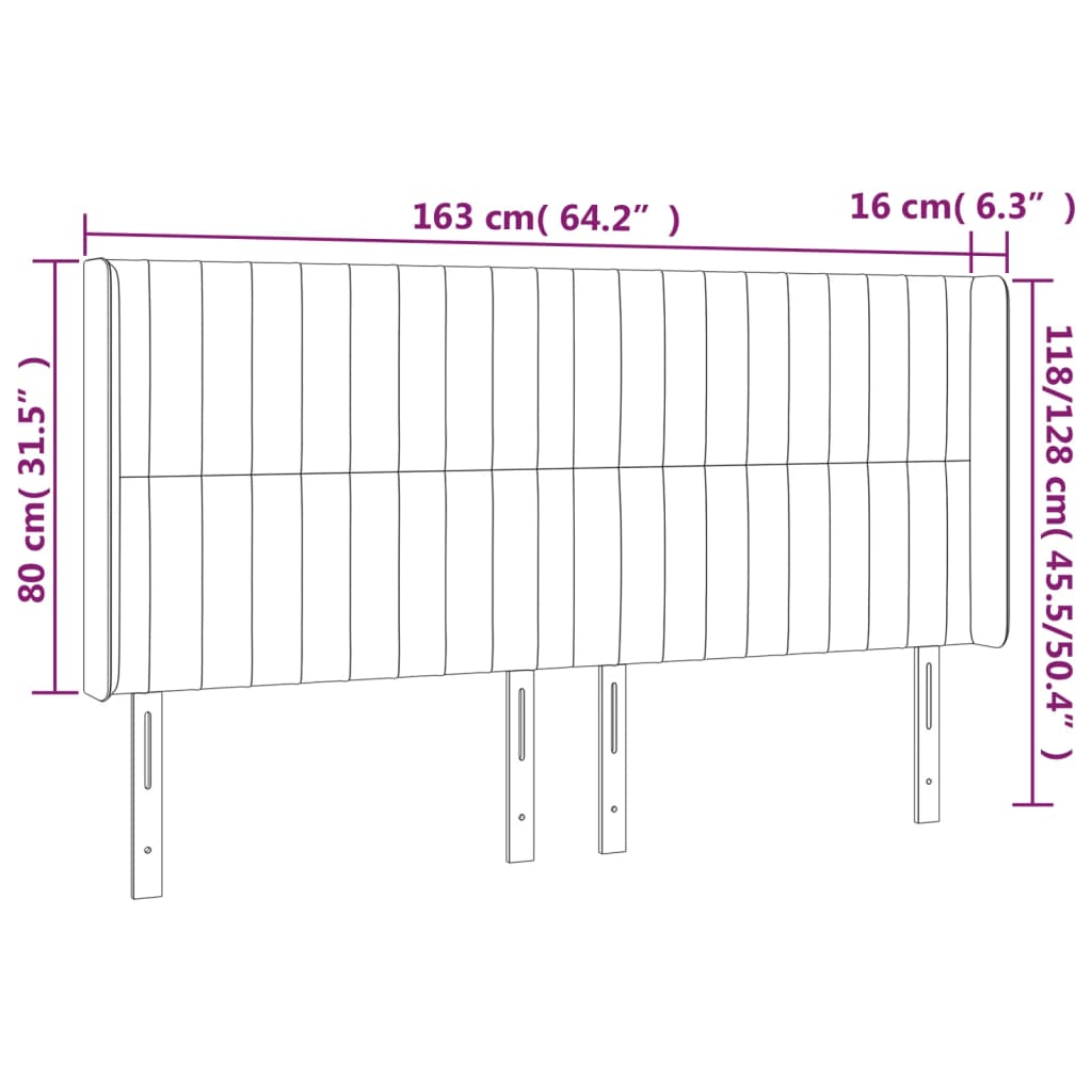 vidaXL Cabecero con orejas de terciopelo rosa 163x16x118/128 cm