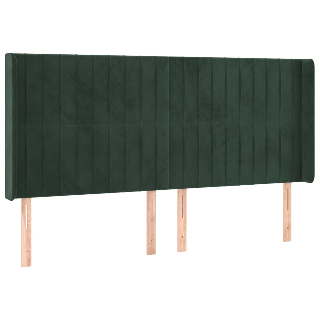 vidaXL Cabecero con orejas de terciopelo verde oscuro 183x16x118/128cm