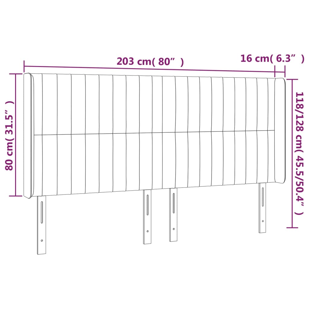 vidaXL Cabecero con orejas de terciopelo rosa 203x16x118/128 cm