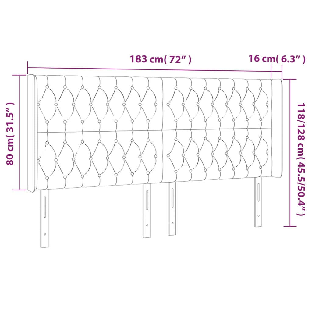 vidaXL Cabecero con orejas de tela azul 183x16x118/128 cm