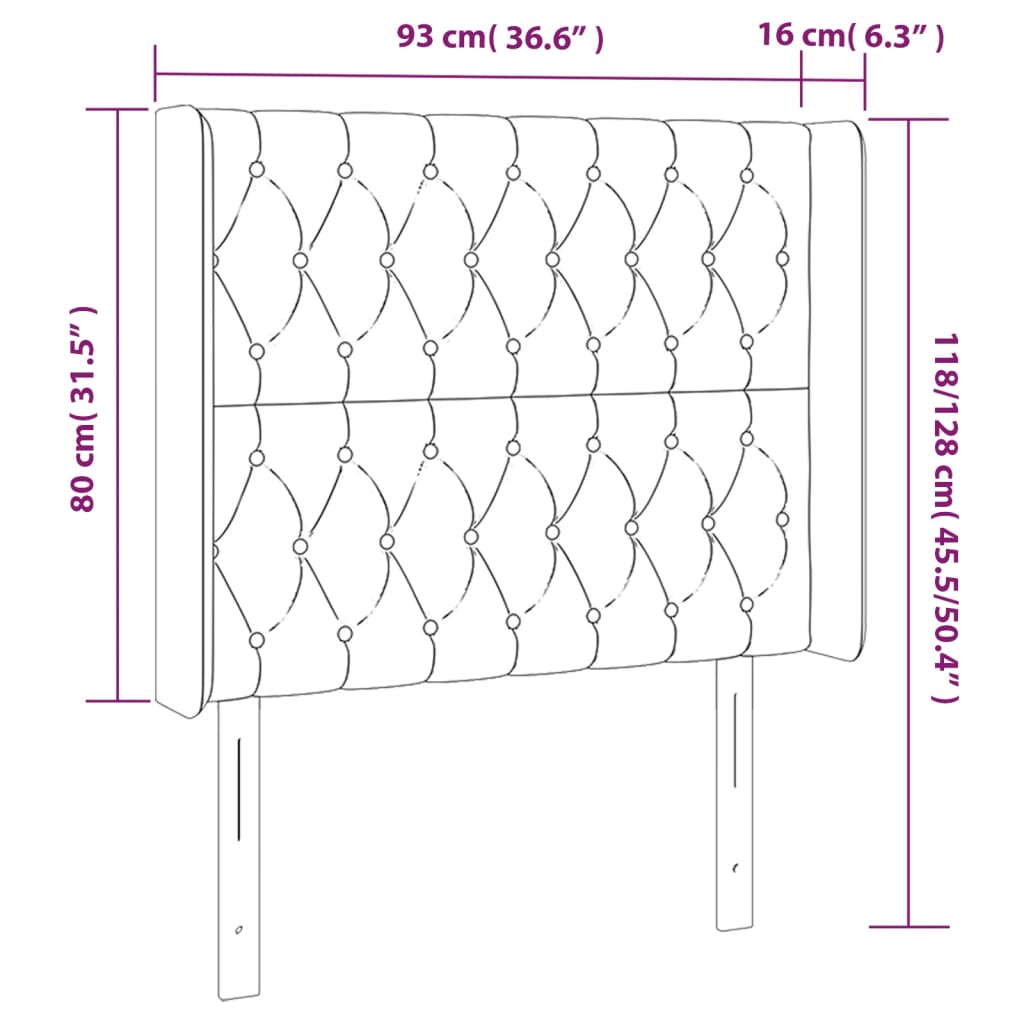 vidaXL Cabecero con orejas de terciopelo rosa 93x16x118/128 cm