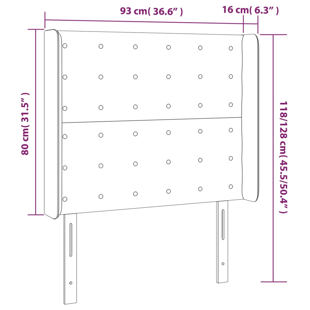 vidaXL Cabecero con orejas de tela gris claro 93x16x118/128 cm