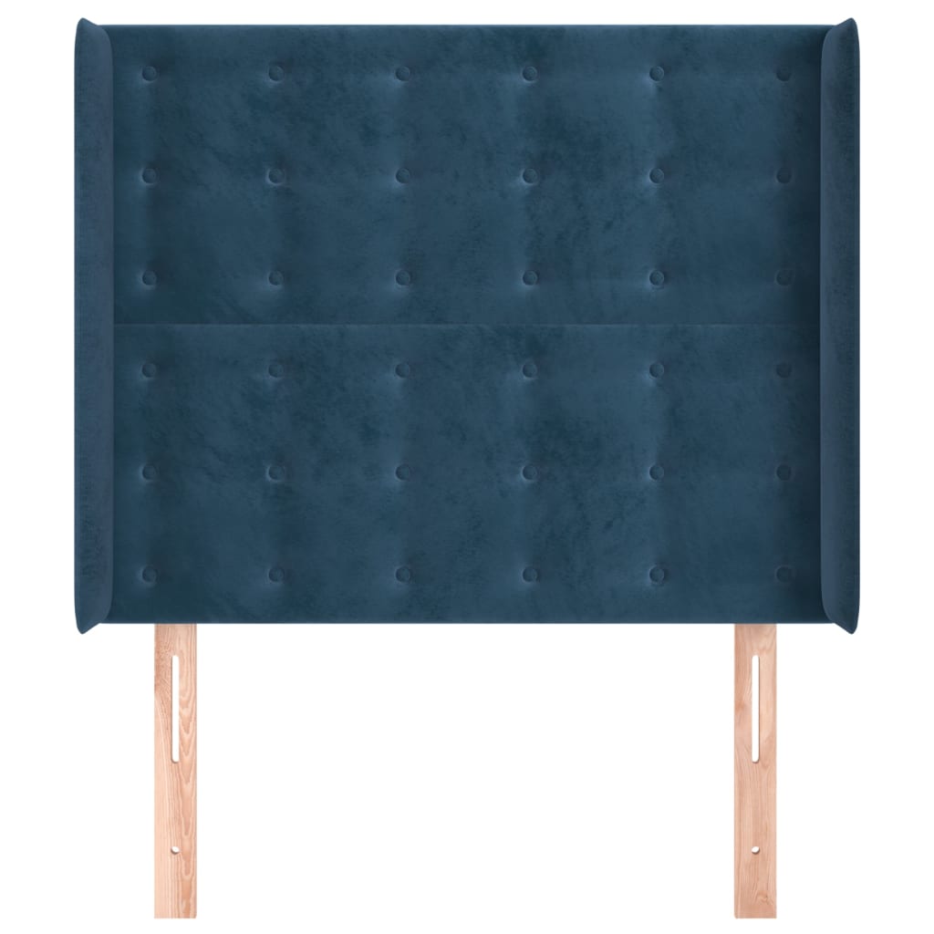 vidaXL Cabecero con orejas de terciopelo azul oscuro 93x16x118/128 cm