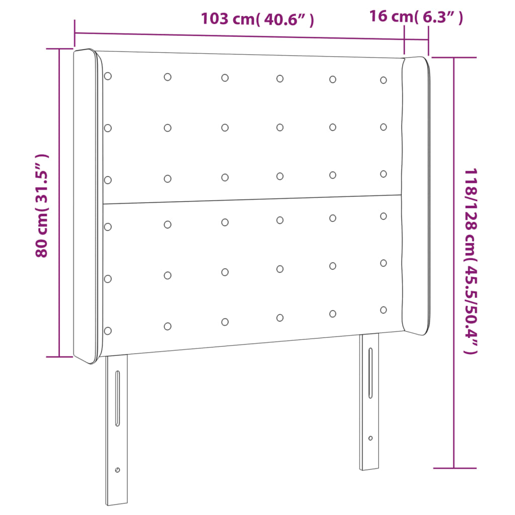 vidaXL Cabecero con orejas de terciopelo rosa 103x16x118/128 cm