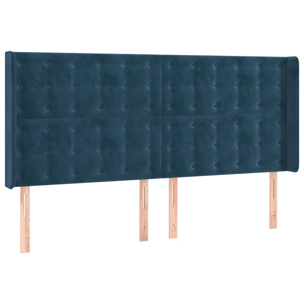 vidaXL Cabecero con orejas de terciopelo azul oscuro 203x16x118/128 cm