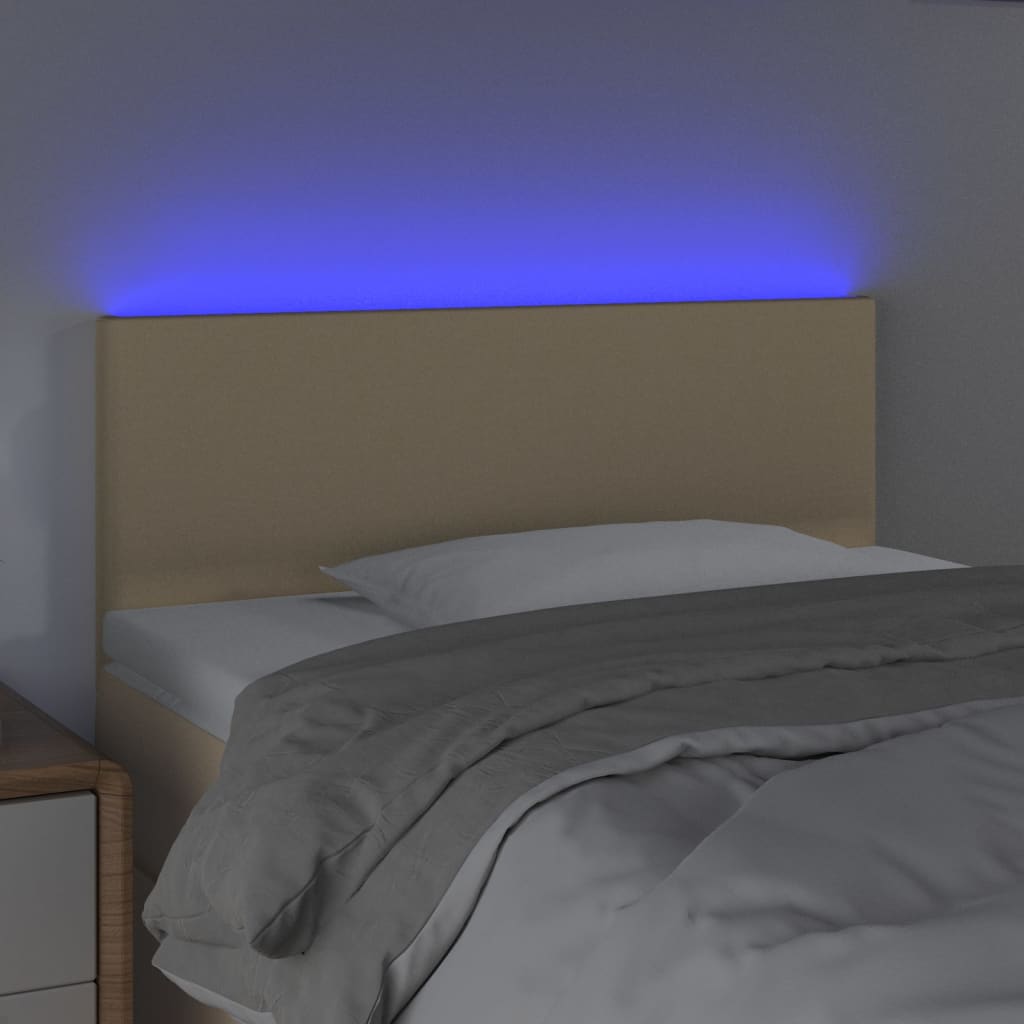 vidaXL Cabecero con LED de tela color crema 90x5x78/88 cm