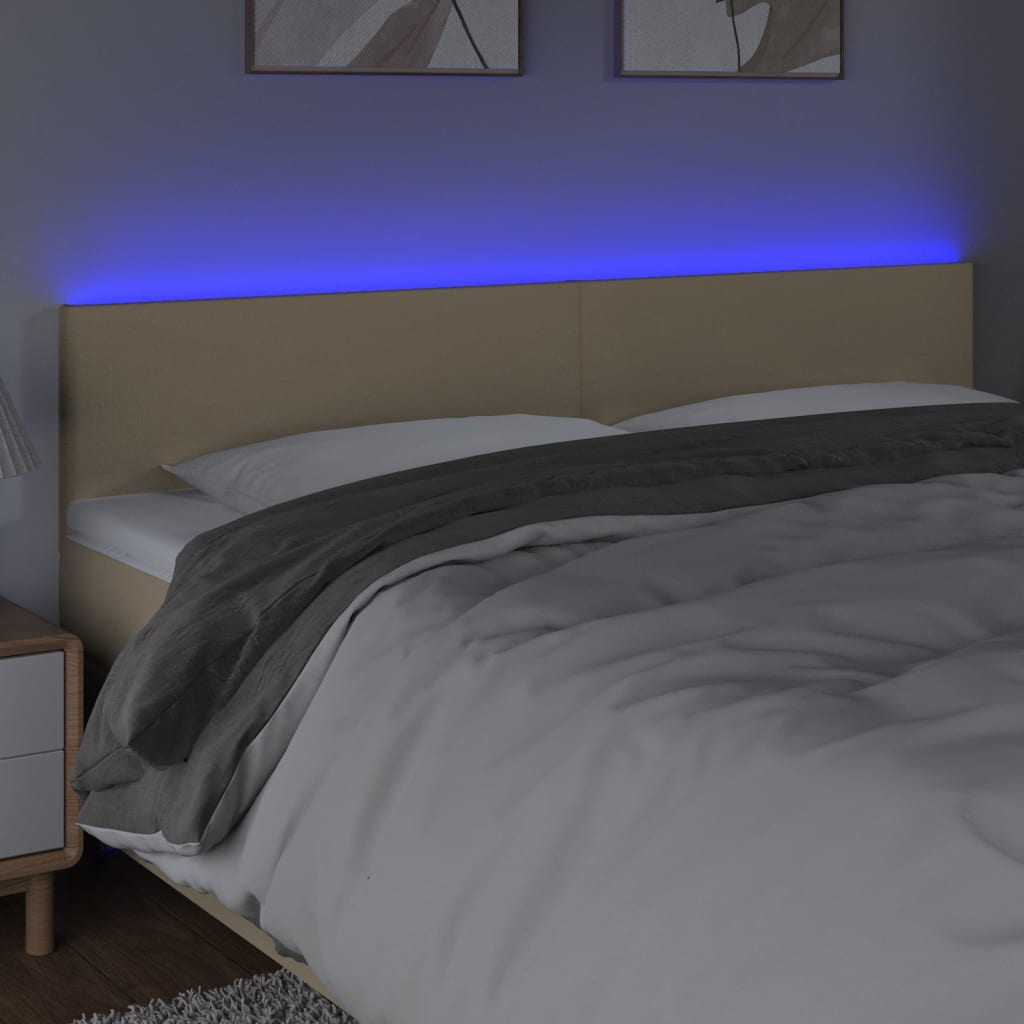 vidaXL Cabecero con LED de tela color crema 200x5x78/88 cm