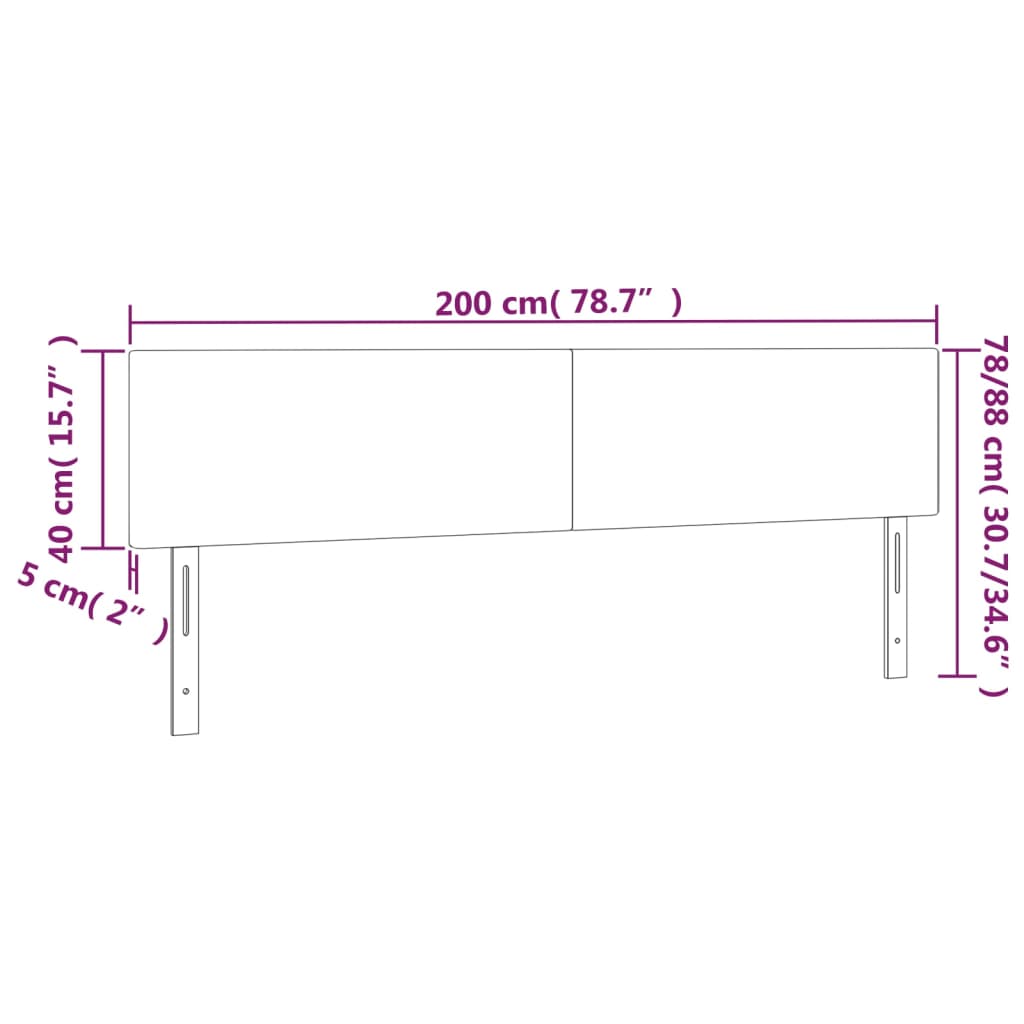 vidaXL Cabecero con LED de tela color crema 200x5x78/88 cm