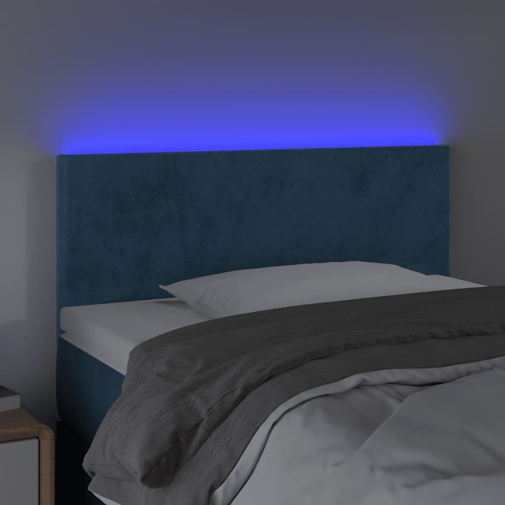 vidaXL Cabecero con LED de terciopelo azul oscuro 90x5x78/88 cm