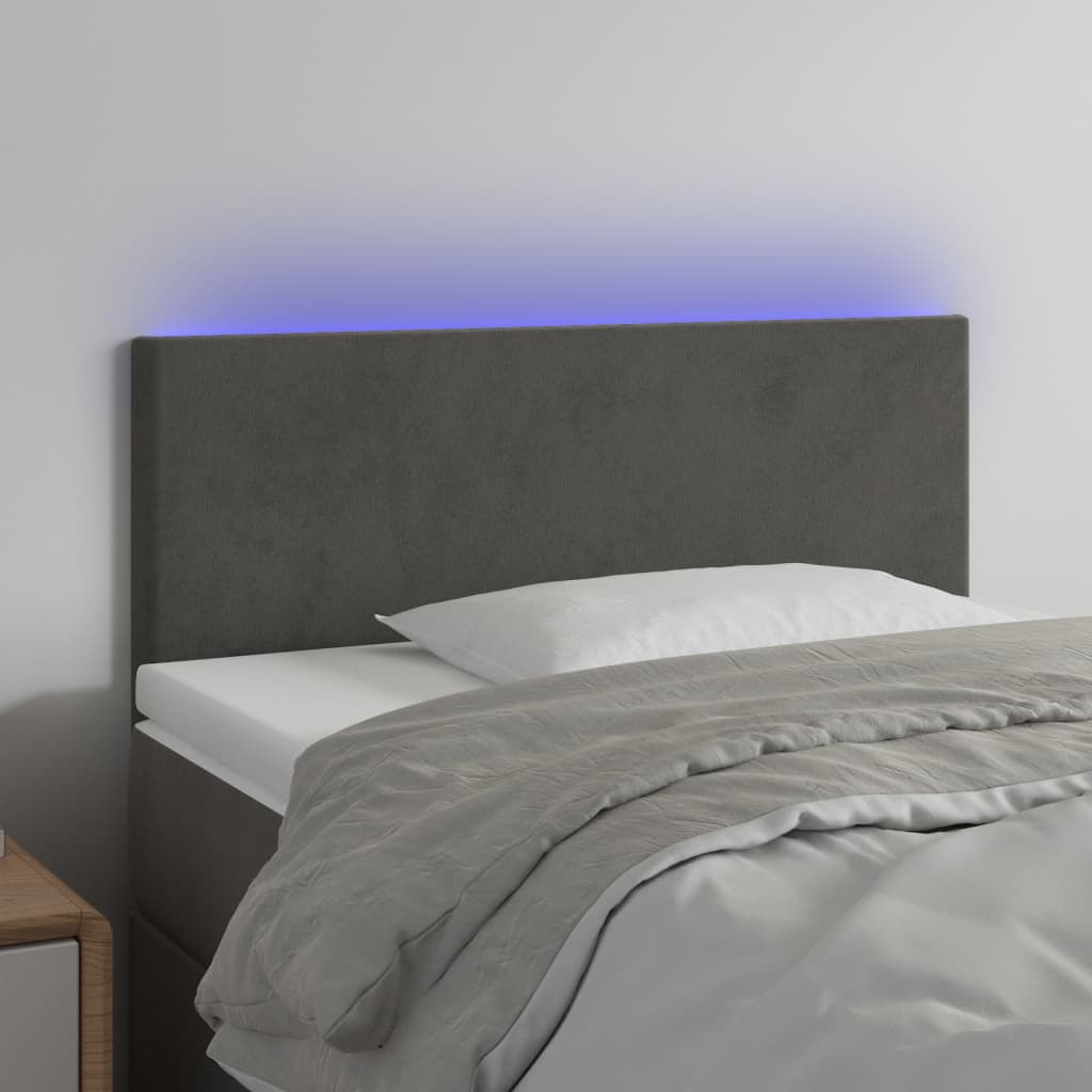 vidaXL Cabecero con LED de terciopelo gris oscuro 100x5x78/88 cm