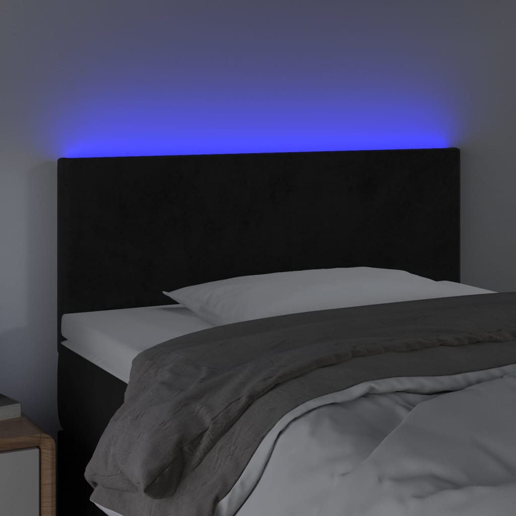 vidaXL Cabecero con LED de terciopelo negro 100x5x78/88 cm