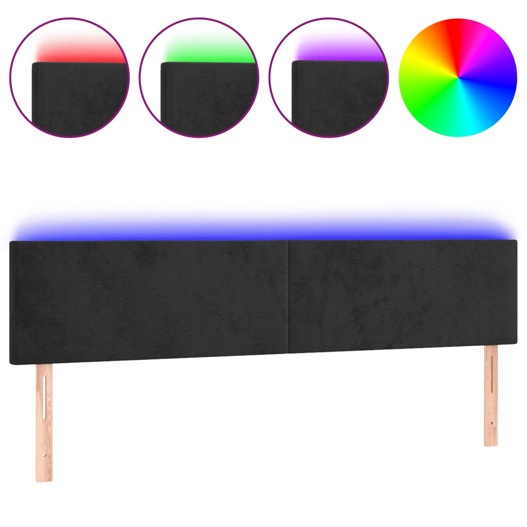 vidaXL Cabecero con LED de terciopelo negro 160x5x78/88 cm