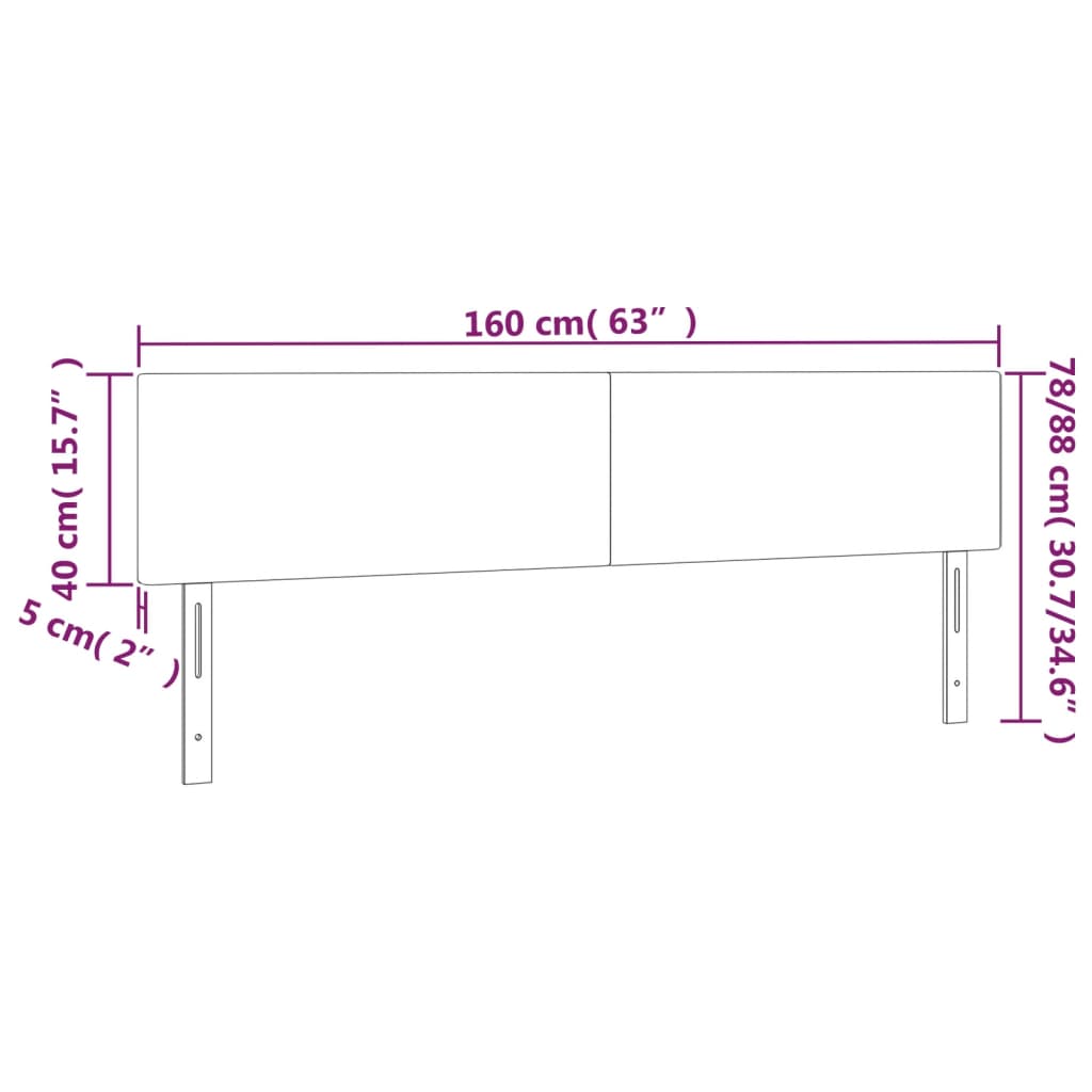 vidaXL Cabecero con LED de terciopelo negro 160x5x78/88 cm