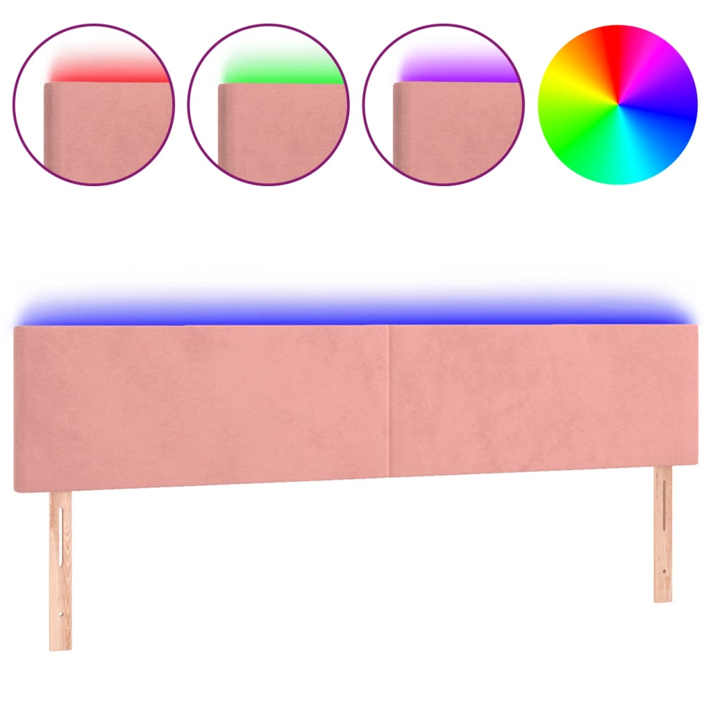 vidaXL Cabecero con LED de terciopelo rosa 160x5x78/88 cm