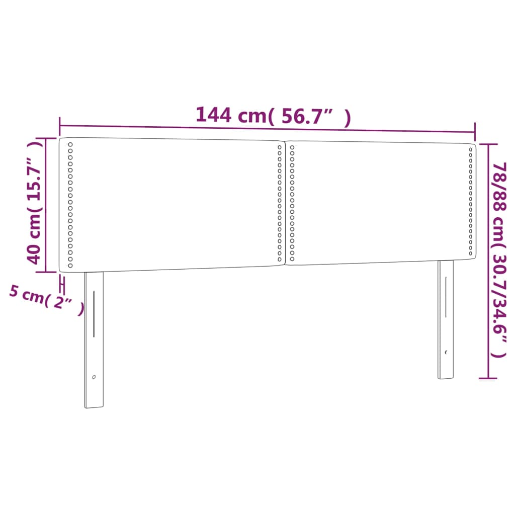 vidaXL Cabecero con LED de terciopelo negro 144x5x78/88 cm